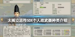 太阁立志传5DX个人战武器种类介绍 个人战哪些武器可以用